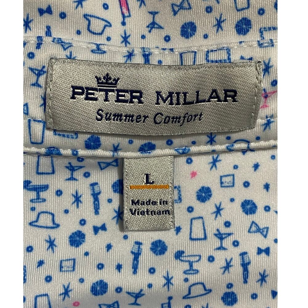 PETER MILLAR Summer Comfort Polo — Large Blue Martini Golf